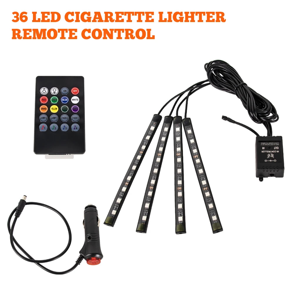 RGB LED Car Interior Ambient Lights – 48/72‑LED Footwell Kit with App & Remote Control