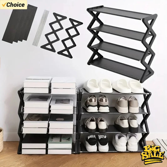 4‑Layer X‑Type Shoe Rack – Space‑Saving Multi‑Tier Organizer for Home