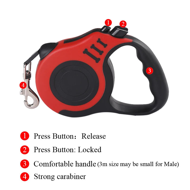Retractable Nylon Pet Leash – Durable 3m/5m Lead for Small Dogs & Cats