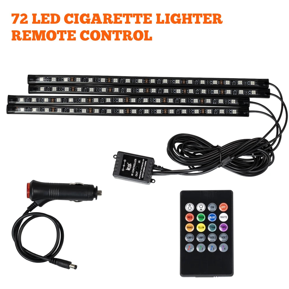 RGB LED Car Interior Ambient Lights – 48/72‑LED Footwell Kit with App & Remote Control
