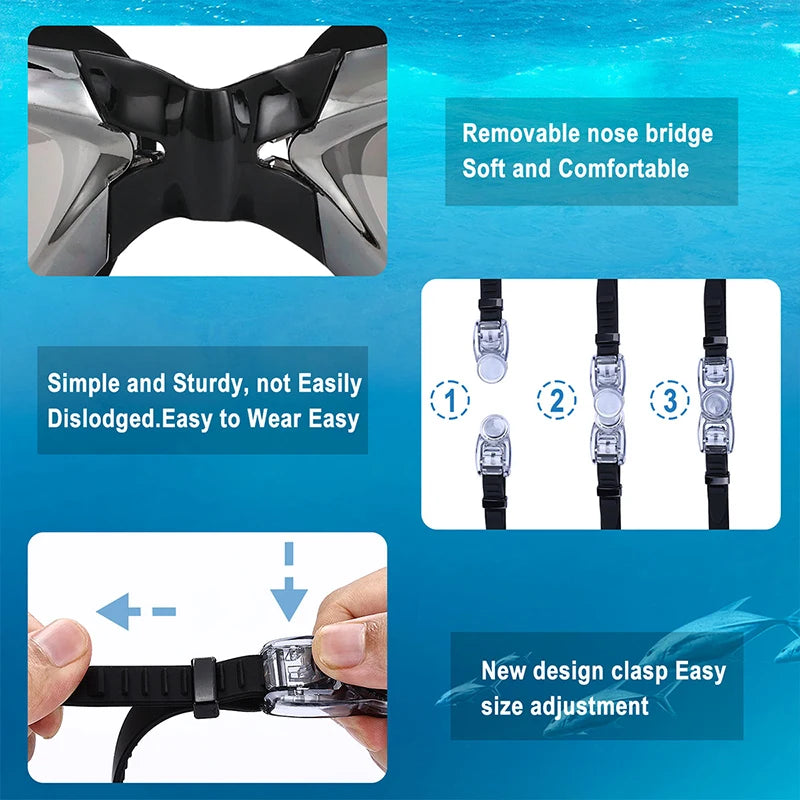 HD Anti‑Fog Silicone Swimming Goggles – Waterproof Unisex Design
