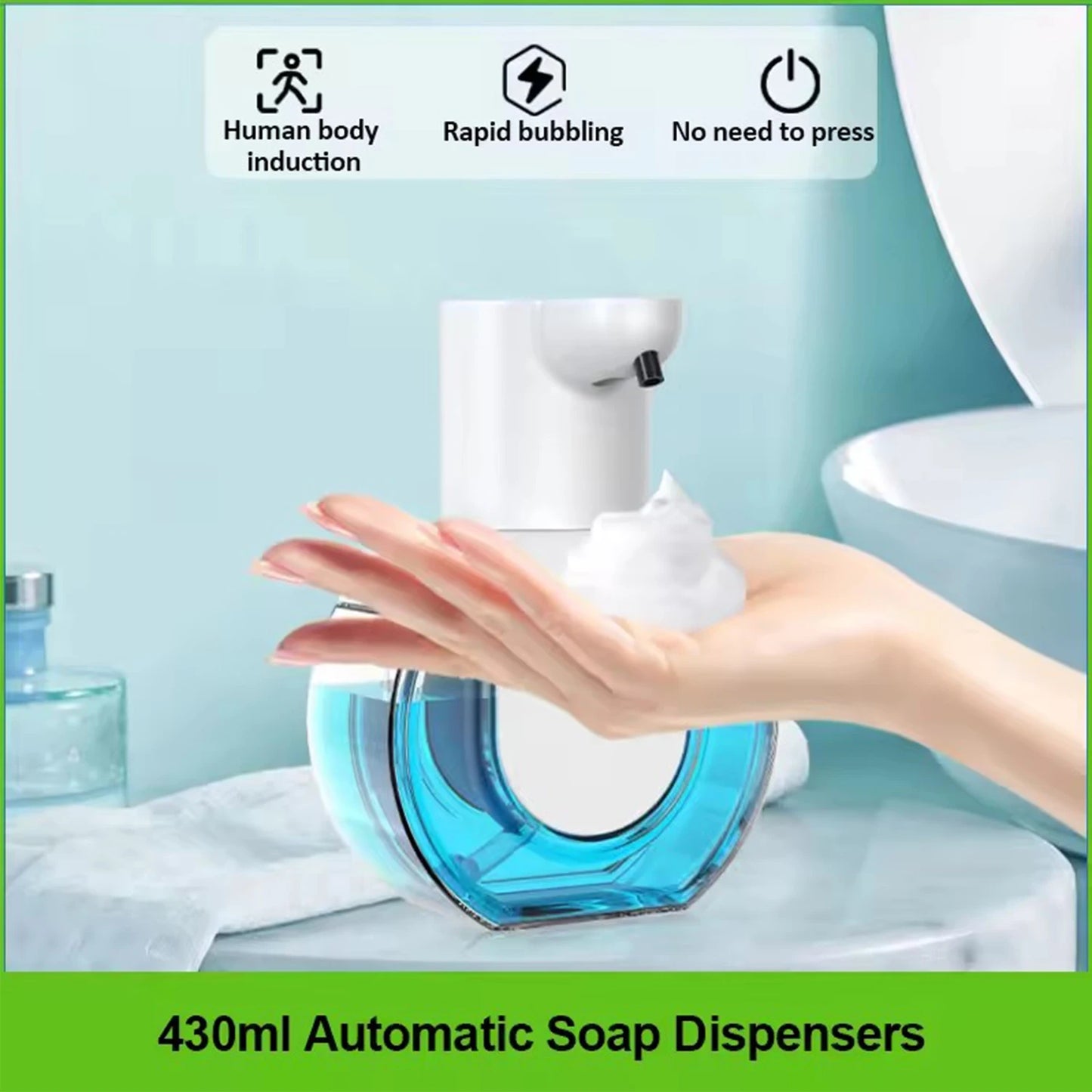 Automatic Foam Soap Dispenser – Wall‑Mounted 500ml Smart Sensor Rechargeable
