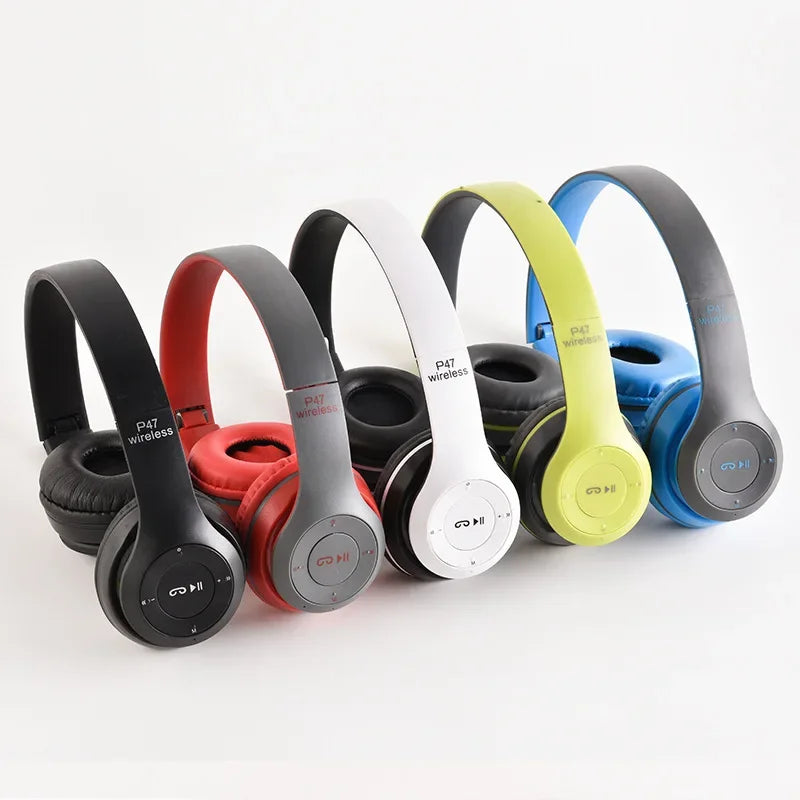 P47 Bluetooth 5.0 Foldable Headphones – HiFi Stereo Bass with Mic