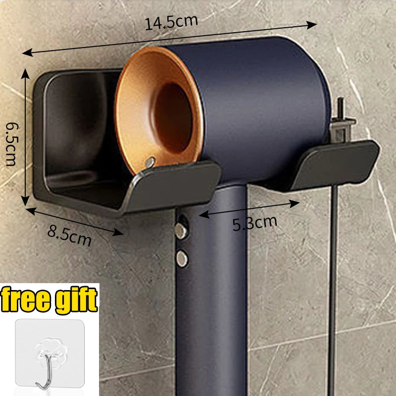 Wall‑Mounted Hair Dryer & Straightener Holder – Bathroom Organizer Shelf