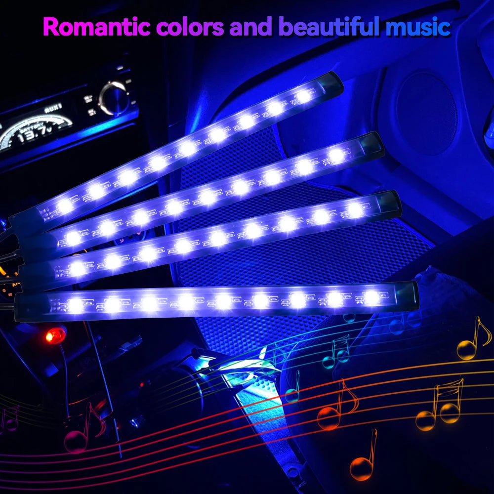 RGB LED Car Interior Ambient Lights – 48/72‑LED Footwell Kit with App & Remote Control