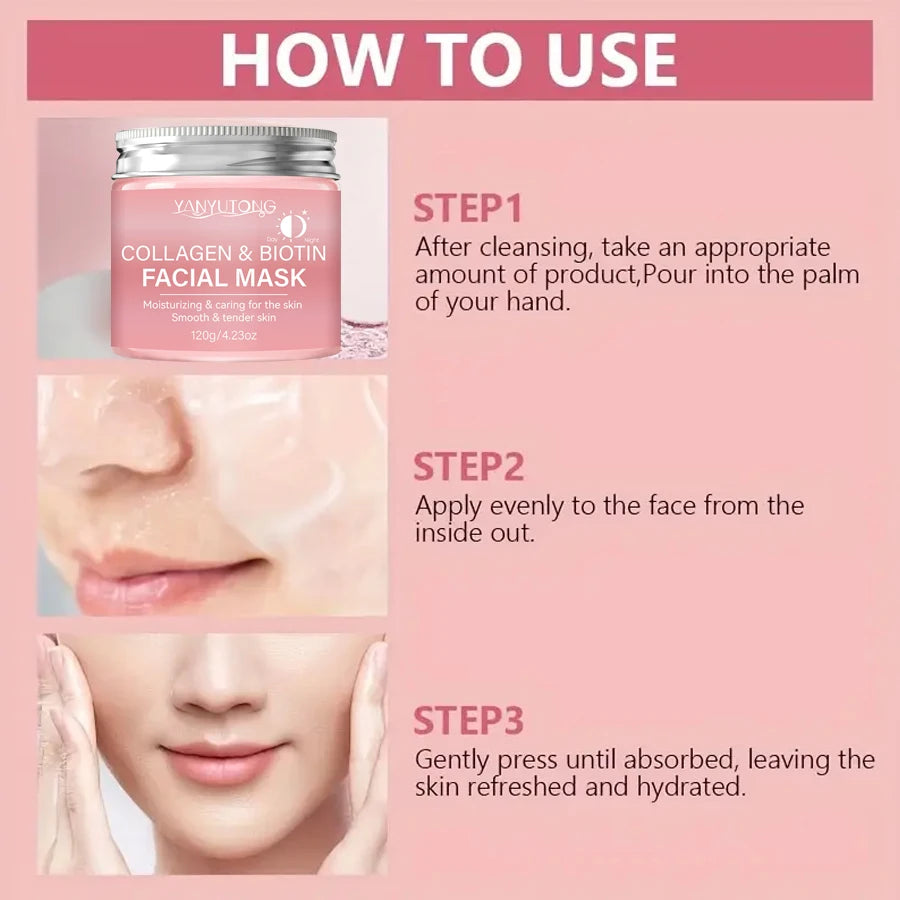 Biotin & Collagen Peel Mask – Day & Night Deep Hydration Cream Wrap