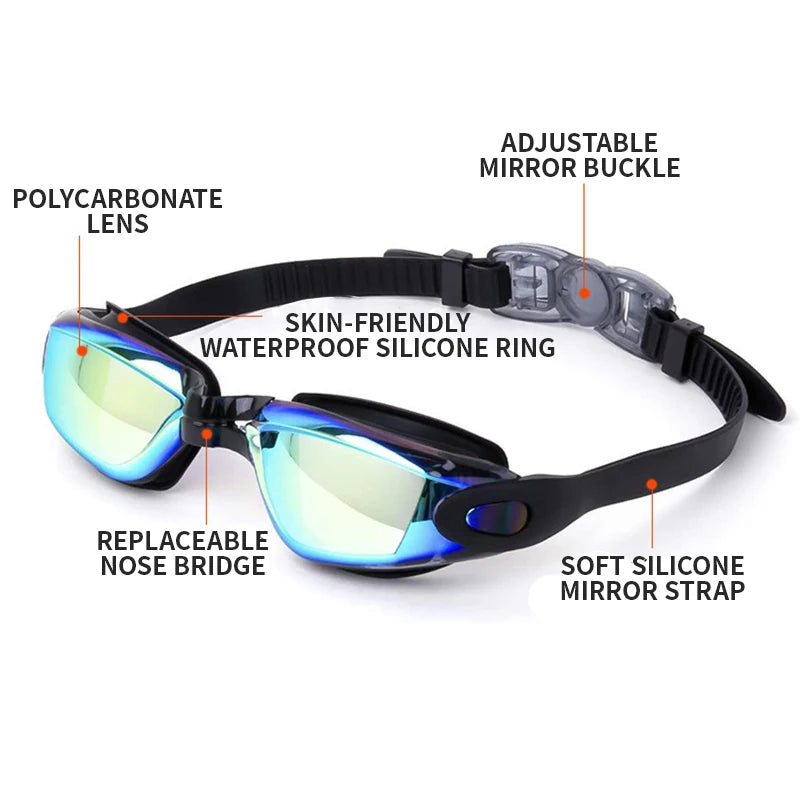 HD Anti‑Fog Silicone Swimming Goggles – Waterproof Unisex Design