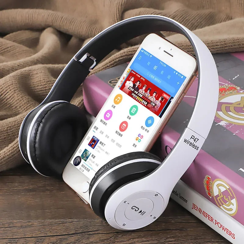 P47 Bluetooth 5.0 Foldable Headphones – HiFi Stereo Bass with Mic