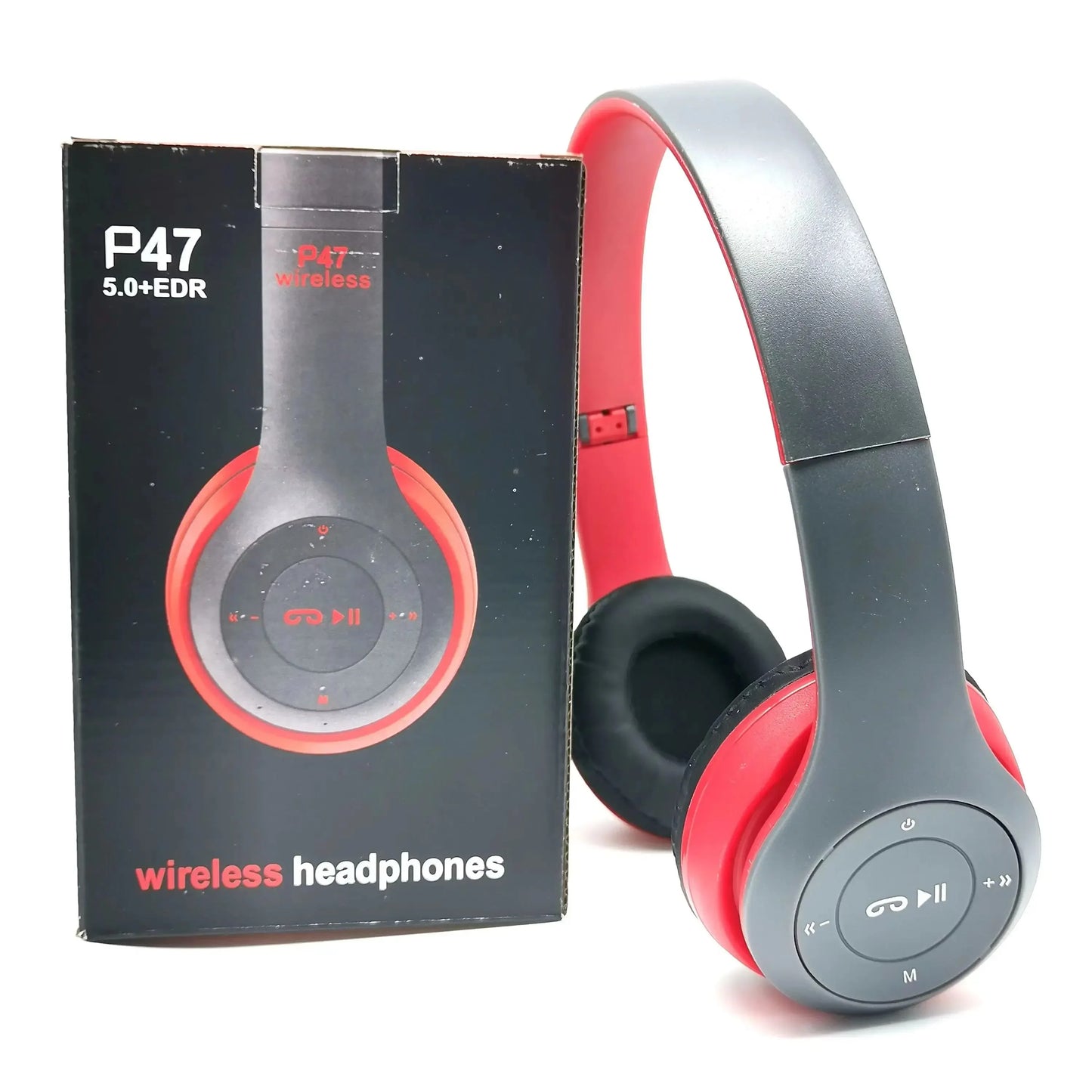 P47 Bluetooth 5.0 Foldable Headphones – HiFi Stereo Bass with Mic